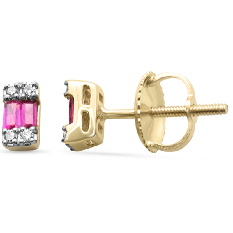 .20ct G SI 14K Yellow Gold Diamond & Ruby Gemstones Earrings