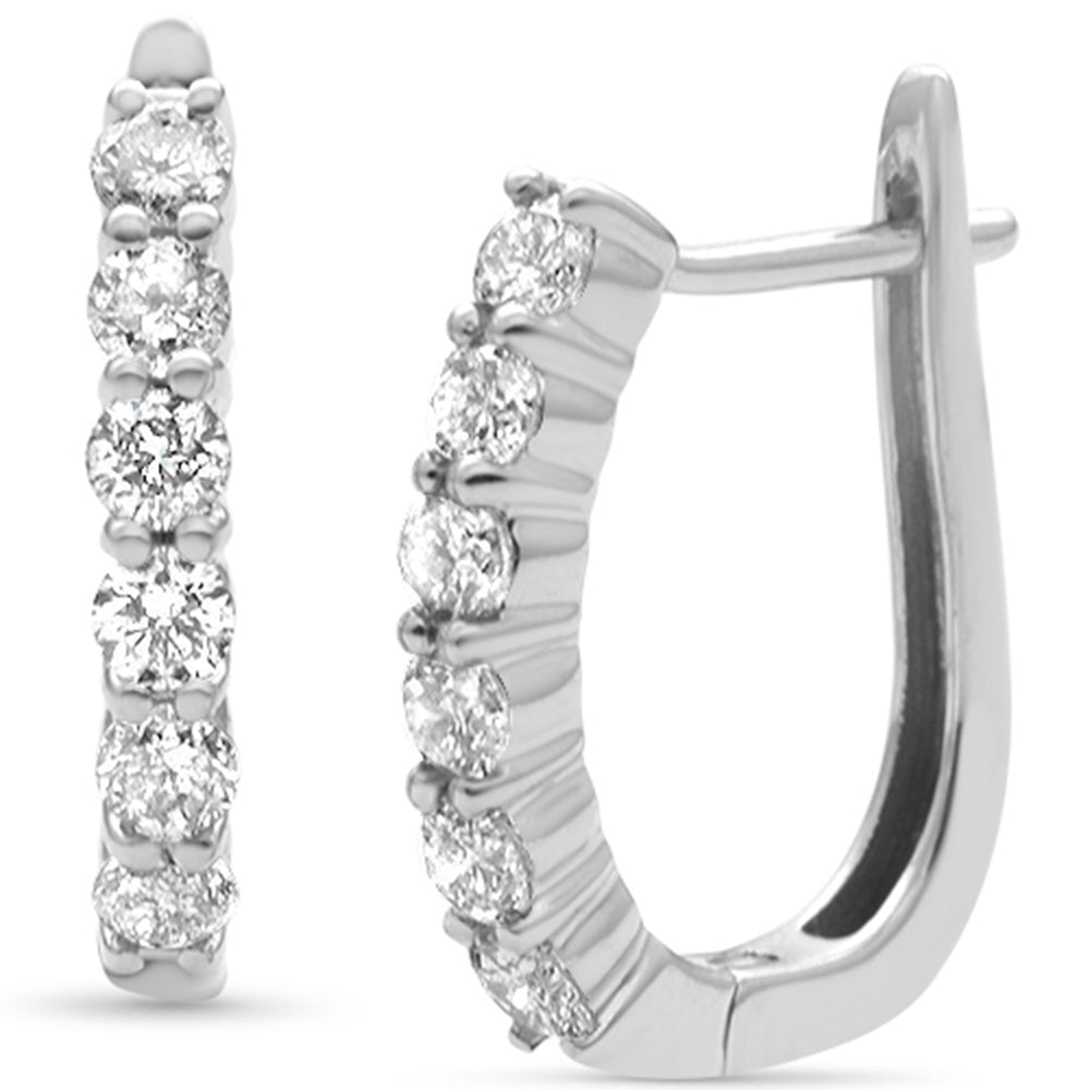 SPECIAL! .96ct G SI 14K White Gold Diamond J Hoop Earrings
