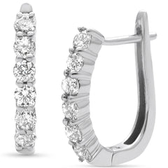 SPECIAL! .96ct G SI 14K White Gold Diamond J Hoop Earrings