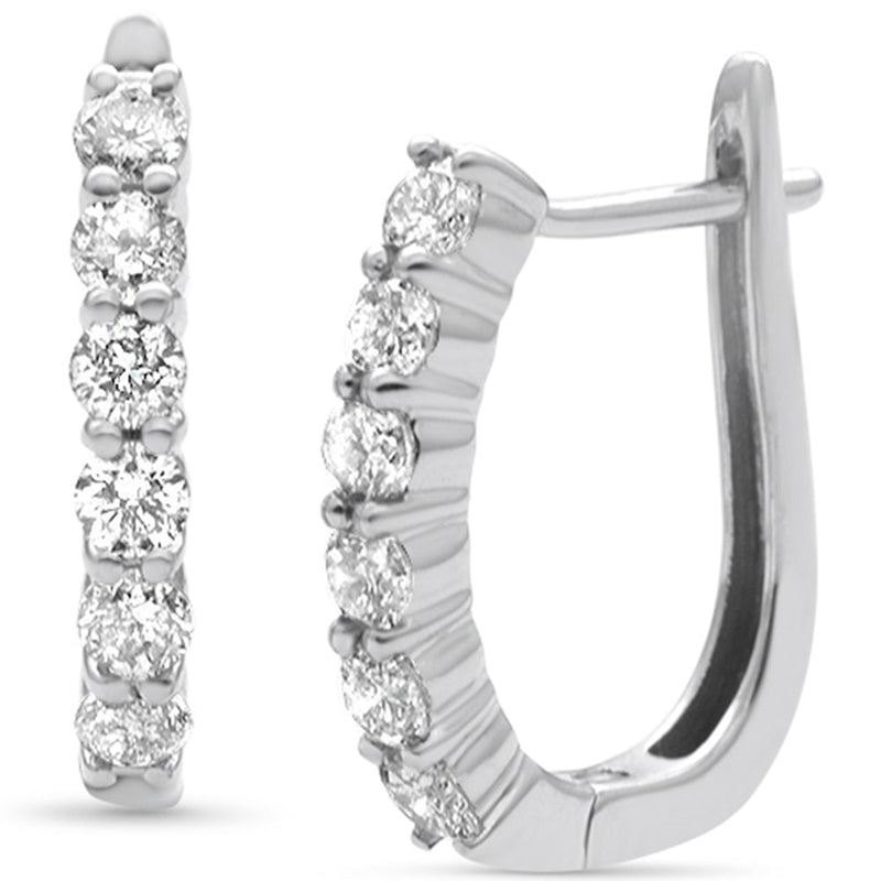 SPECIAL! .96ct G SI 14K White Gold Diamond J Hoop Earrings