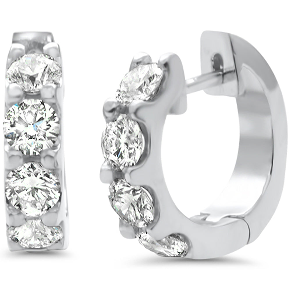 SPECIAL! 1.36ct G SI 14K White Gold Round Diamond Hoop Huggie Earrings