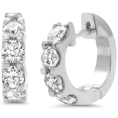SPECIAL! 1.36ct G SI 14K White Gold Round Diamond Hoop Huggie Earrings