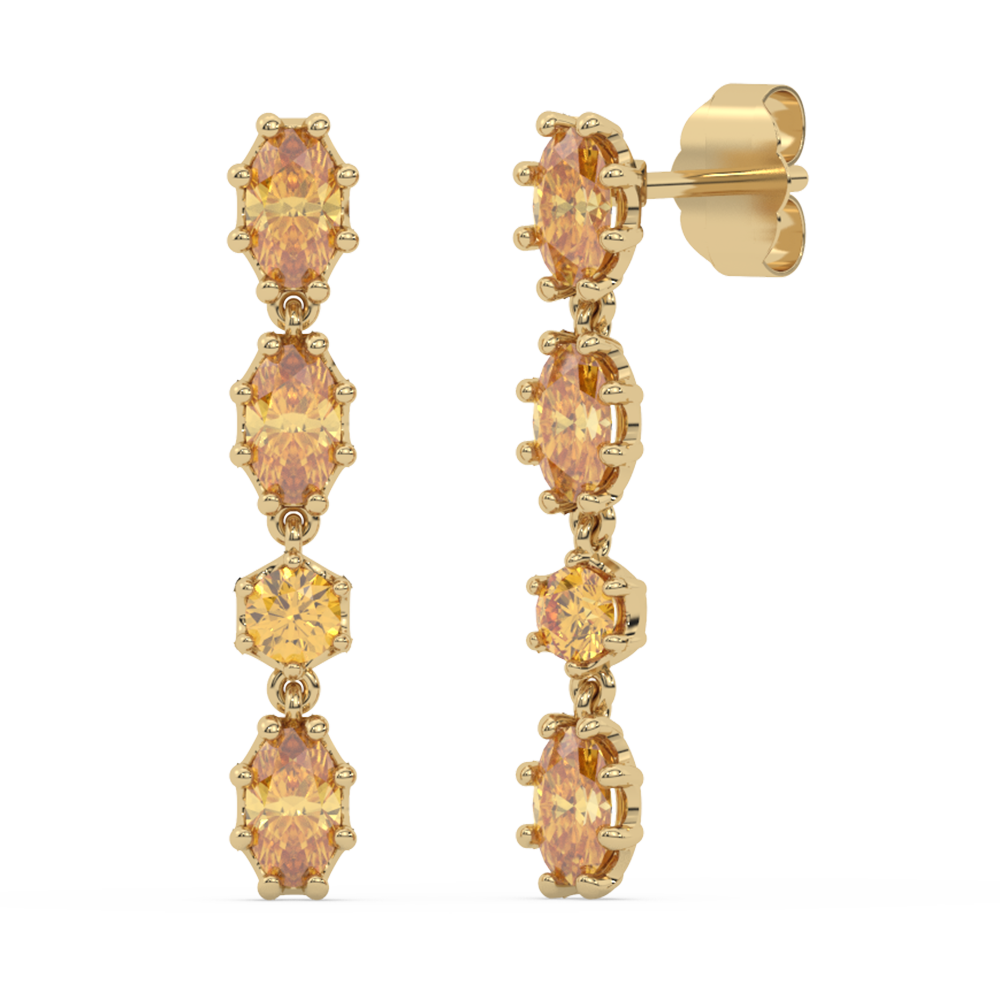 1.75ct G SI 14K Yellow Gold Citrine Gemstones Drop Earrings