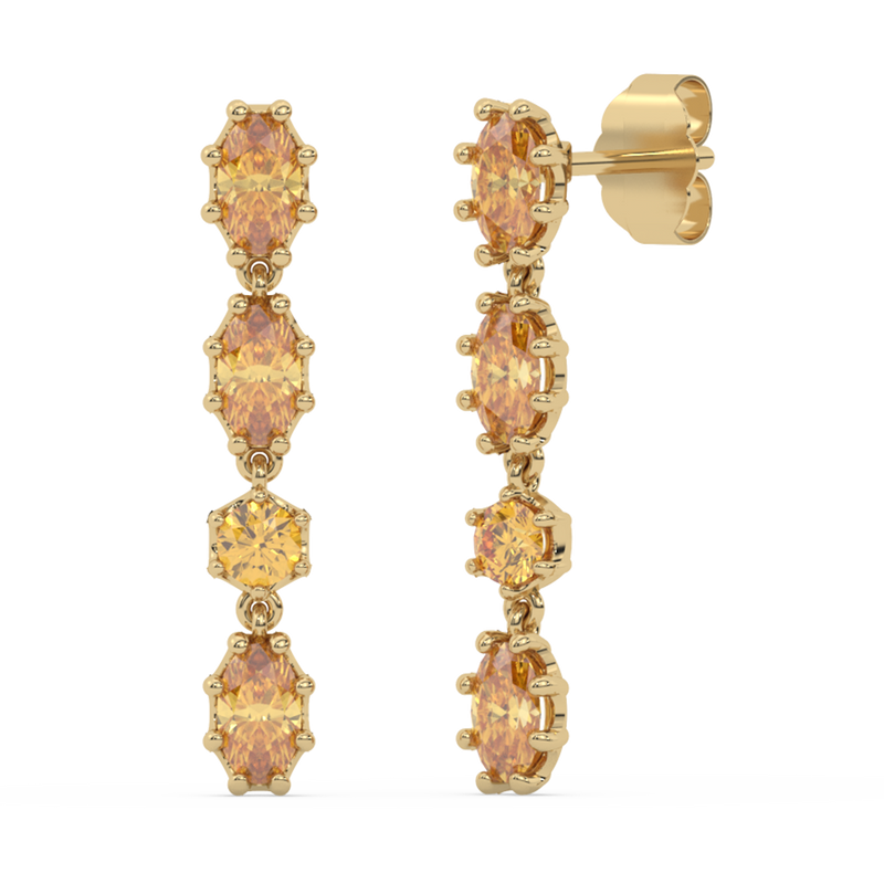1.75ct G SI 14K Yellow Gold Citrine Gemstones Drop Earrings