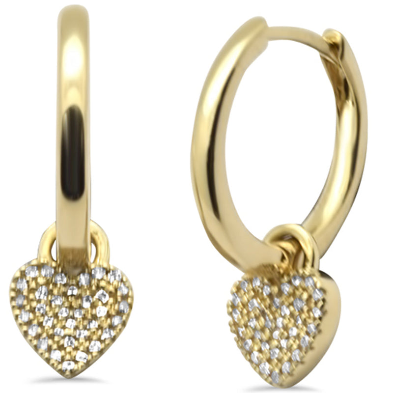 SPECIAL! .13ct G SI 14K Yellow Gold Diamond Heart Shape Dangling Hoop Earrings