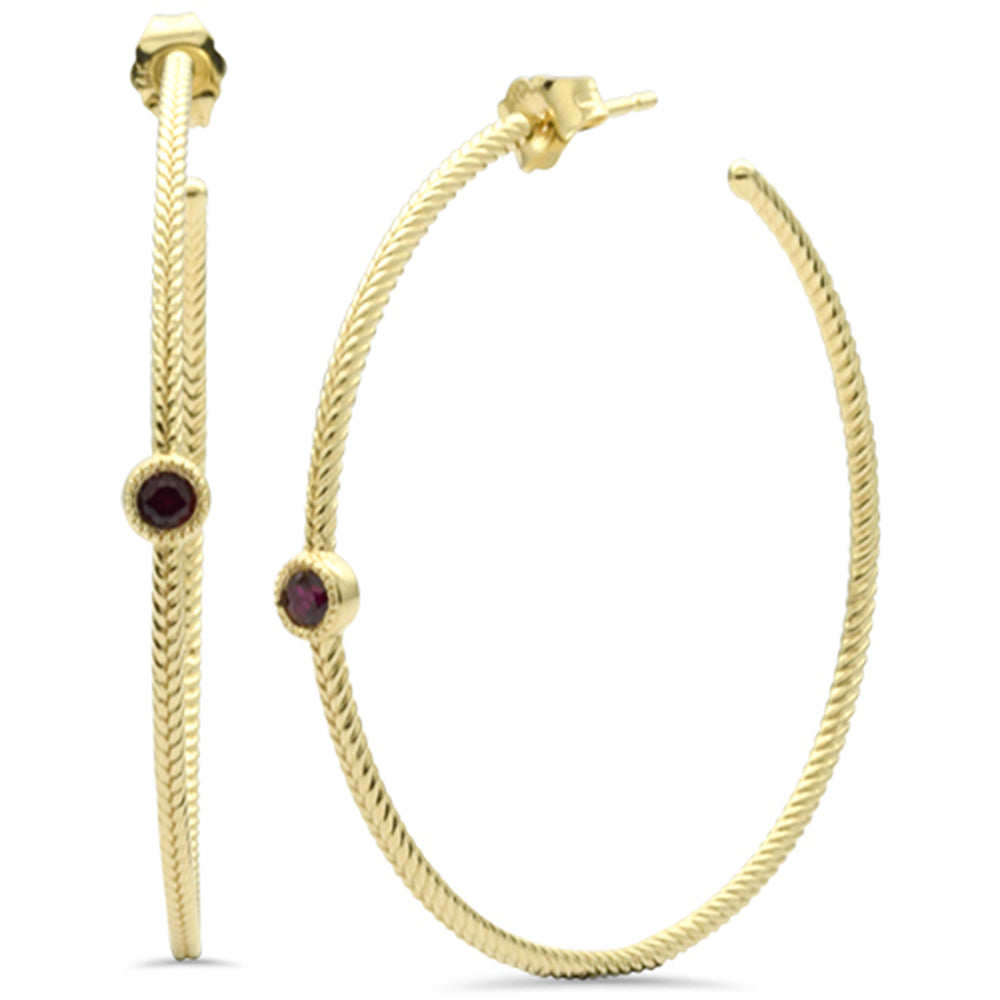 SPECIAL!.21ct G SI 14K Yellow Gold Ruby Gemstones Hoop Earrings