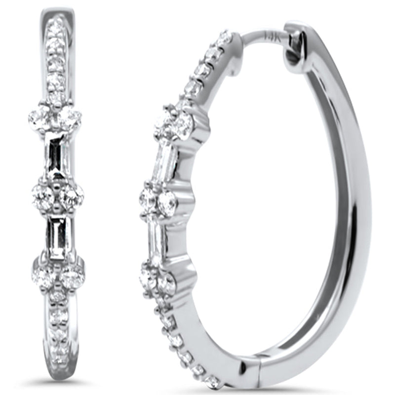 SPECIAL!0.50ct G SI 14K White Gold Diamond Hoop Earrings