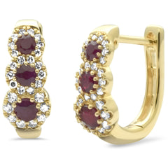 SPECIAL!.25ct, .54ct G SI 14K Yellow Gold Diamond & Ruby Gemstones Hoop Earrings