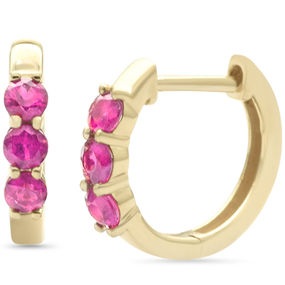 SPECIAL! .69ct G SI 14K Yellow Gold Round Ruby Gemstones Hoop Earrings