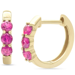 SPECIAL! .69ct G SI 14K Yellow Gold Round Ruby Gemstones Hoop Earrings