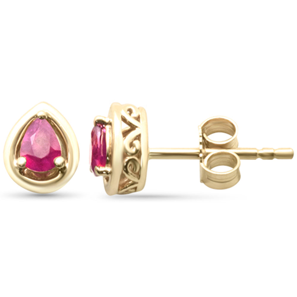 .32ct G SI 14K Yellow Gold Pear Shape Ruby Gemstones Earrings