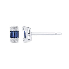 .17ct G SI 14K White Gold Diamond & Blue Sapphire Gemstones Earrings