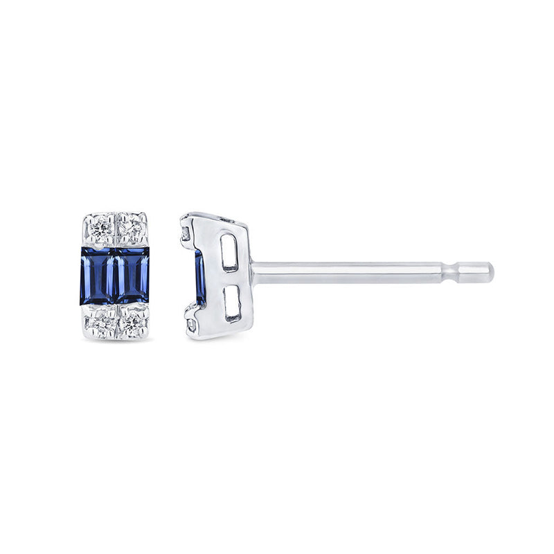 .17ct G SI 14K White Gold Diamond & Blue Sapphire Gemstones Earrings