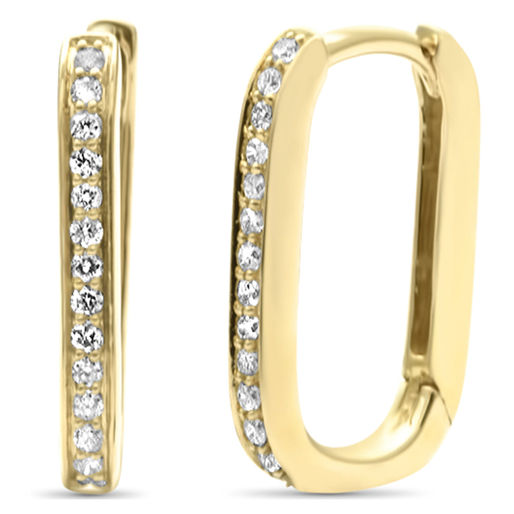 SPECIAL! .17ct G SI 14K Yellow Gold Diamond Elongated Square Geometric Shape Hoop Earrings