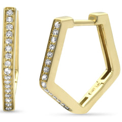 SPECIAL! .20ct G SI 14K Yellow Gold Diamond Hexagon Geometric Shape Hoop Earrings