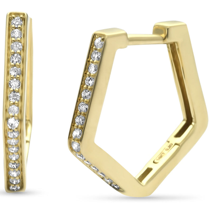 SPECIAL! .20ct G SI 14K Yellow Gold Diamond Hexagon Geometric Shape Hoop Earrings