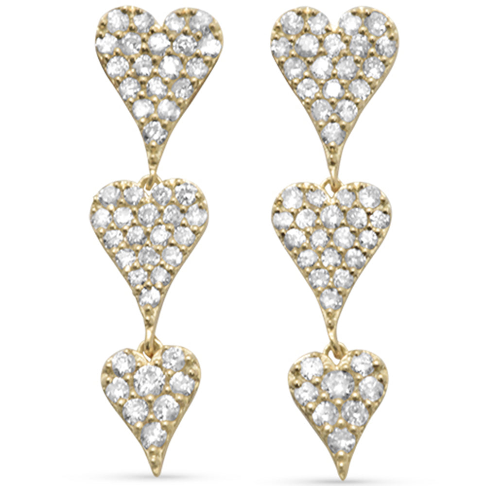 SPECIAL!.54ct G SI 14K Yellow Gold Diamond Heart Shape Dangling Earrings