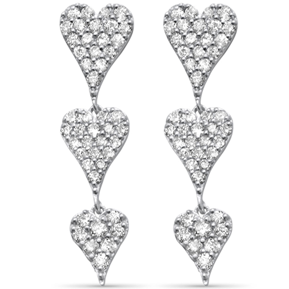 SPECIAL! .54ct G SI 14K White Gold Diamond Heart Shape Dangling Earrings