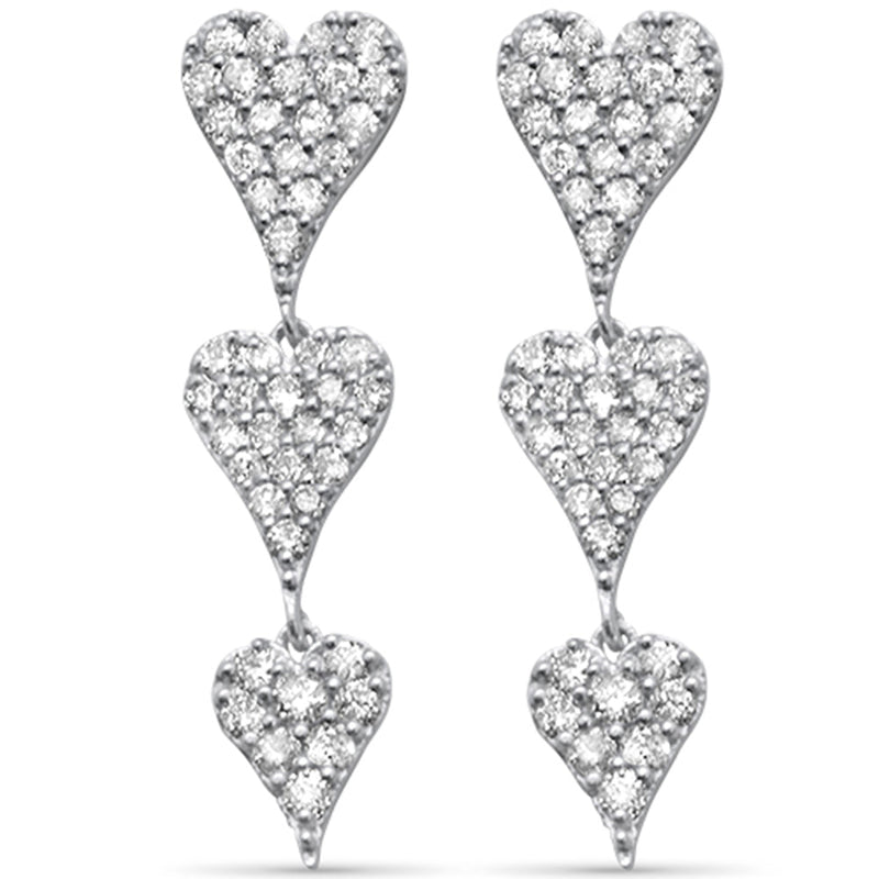 SPECIAL! .54ct G SI 14K White Gold Diamond Heart Shape Dangling Earrings