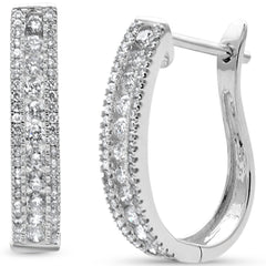 SPECIAL! .73ct G SI 14K White Gold Round Diamond J Hoop Earrings