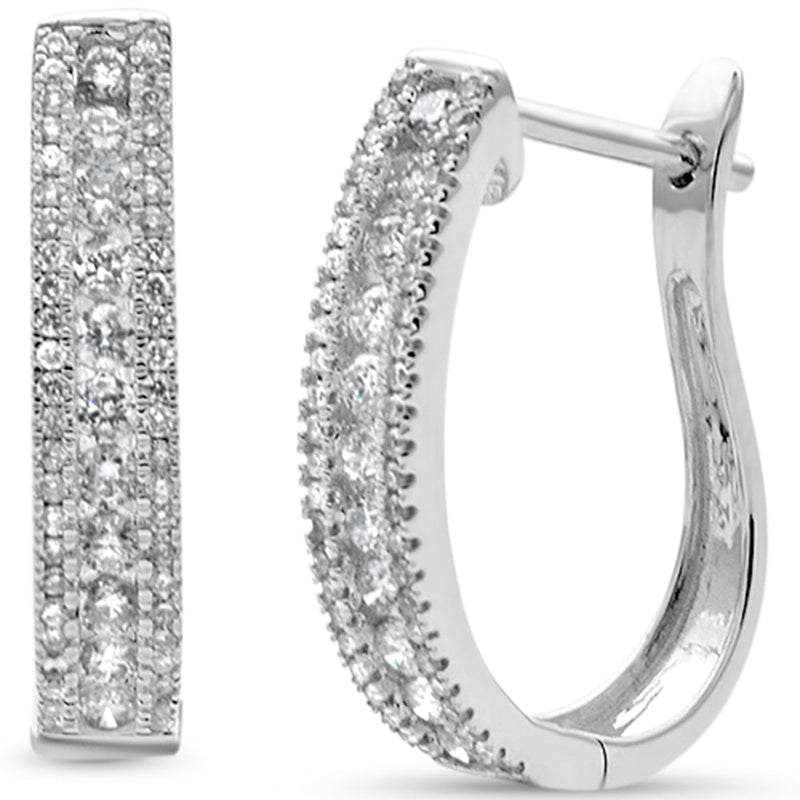 SPECIAL! .73ct G SI 14K White Gold Round Diamond J Hoop Earrings