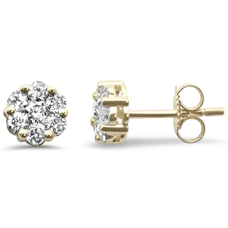 SPECIAL!.63ct G SI 14K Yellow Gold Diamond Flower Stud Earrings