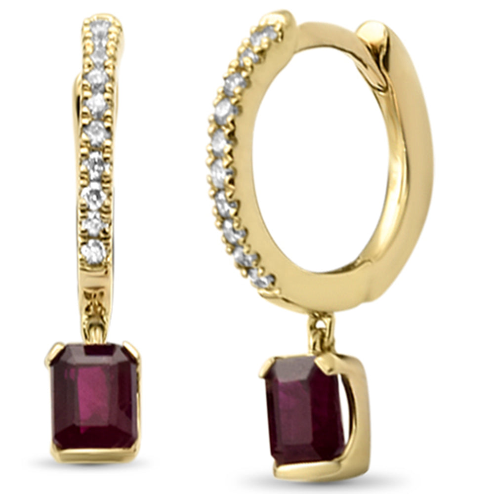 SPECIAL!.62ct G SI 14K Yellow Gold Diamond & Ruby Gemstone Hoop Dangling Earrings