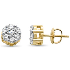 SPECIAL!.76ct G SI 14K Yellow Gold Diamond Flower Screw Back Earrings