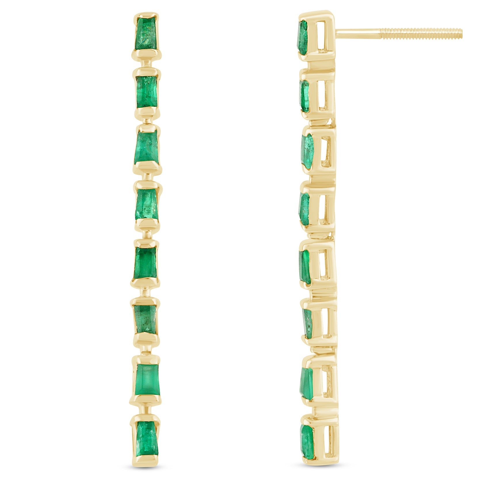 SPECIAL! .56ct G SI 14K Yellow Gold Natural Emerald Gemstone Drop Earrings