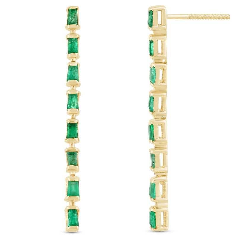 SPECIAL! .56ct G SI 14K Yellow Gold Natural Emerald Gemstone Drop Earrings