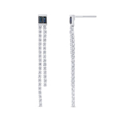 SPECIAL! 1.58ct G SI 14K White Gold Diamond & Blue Sapphire Gemstone Drop Earrings