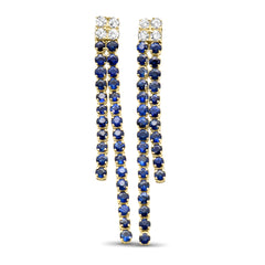 SPECIAL! .99ct G SI 14K Yellow Gold Diamond & Blue Sapphire Gemstones Drop Earrings
