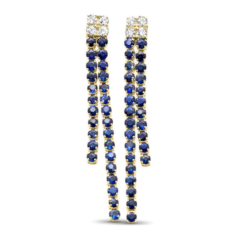 SPECIAL! .99ct G SI 14K Yellow Gold Diamond & Blue Sapphire Gemstones Drop Earrings