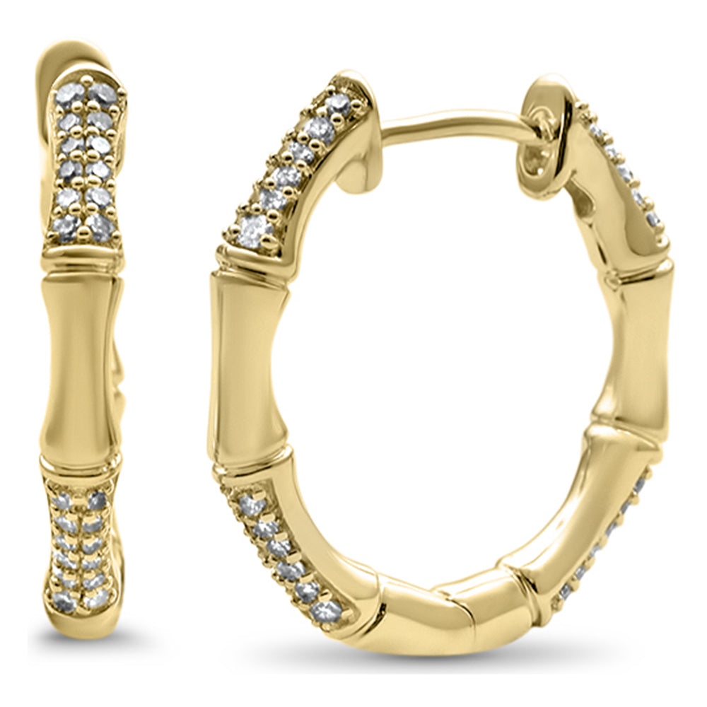 SPECIAL!.36ct G SI 14K Yellow Gold Diamond Bamboo Hoop Earrings