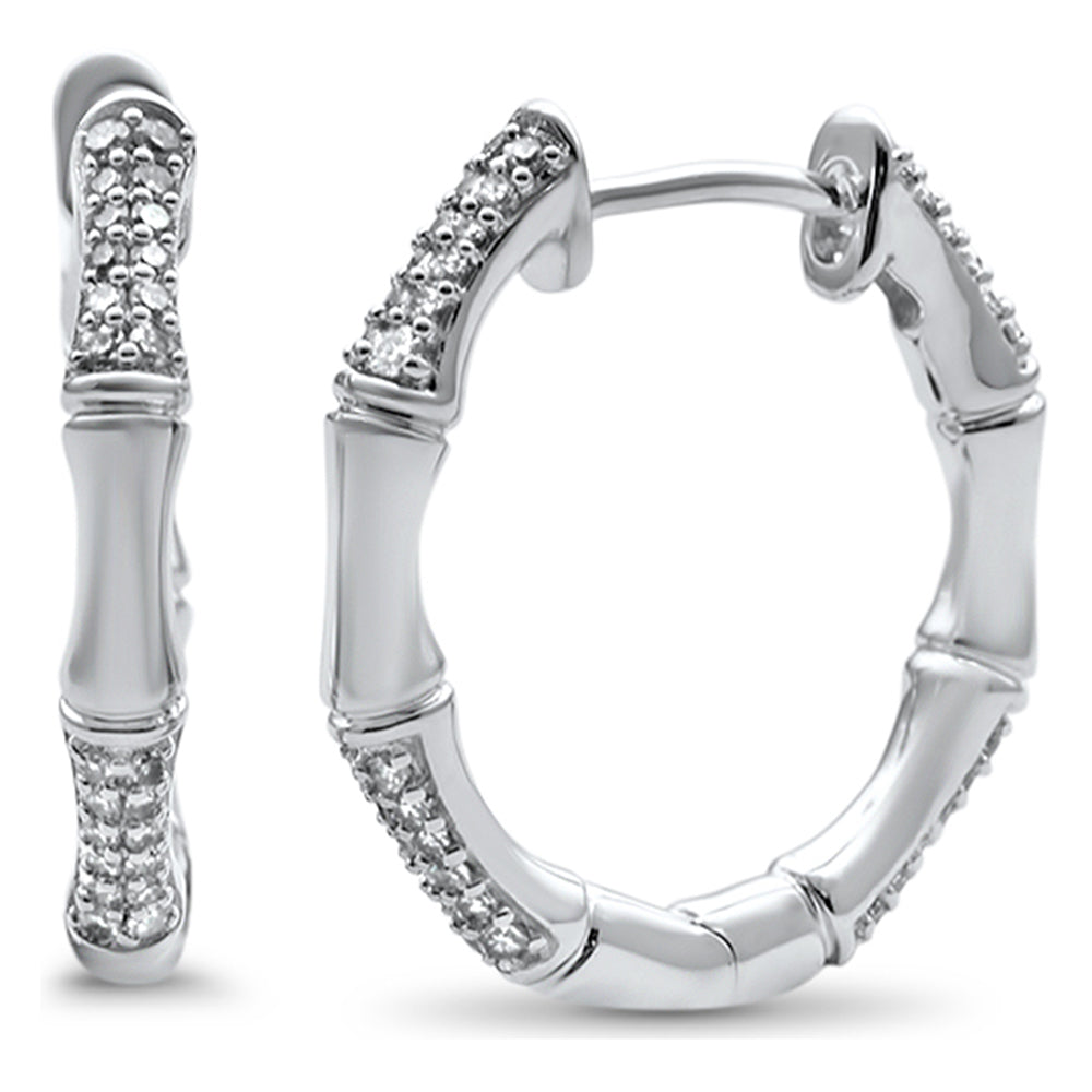SPECIAL!.36ct G SI 14K White Gold Diamond Bamboo Style Hoop Earrings
