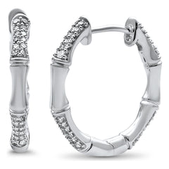 SPECIAL!.36ct G SI 14K White Gold Diamond Bamboo Style Hoop Earrings
