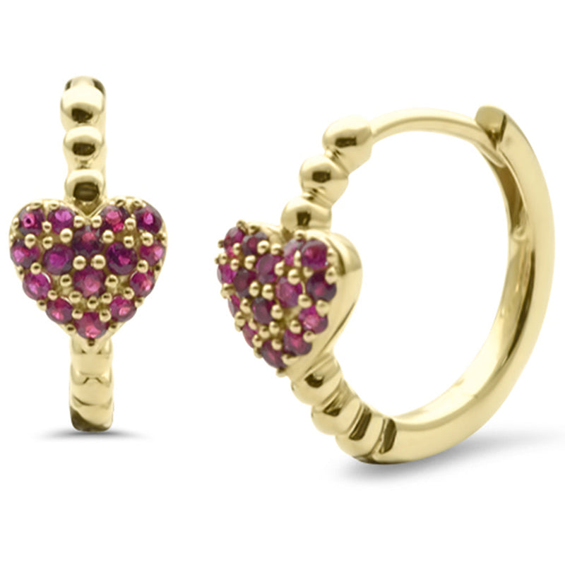 SPECIAL! .29ct G SI 14K Yellow Gold Ruby Gemstones Hoop Earrings
