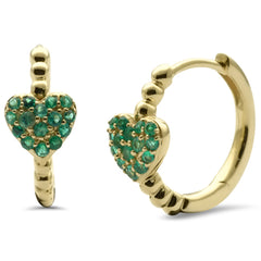 SPECIAL! .24ct G SI 14K Yellow Gold Emerald Gemstones Hoop Earrings