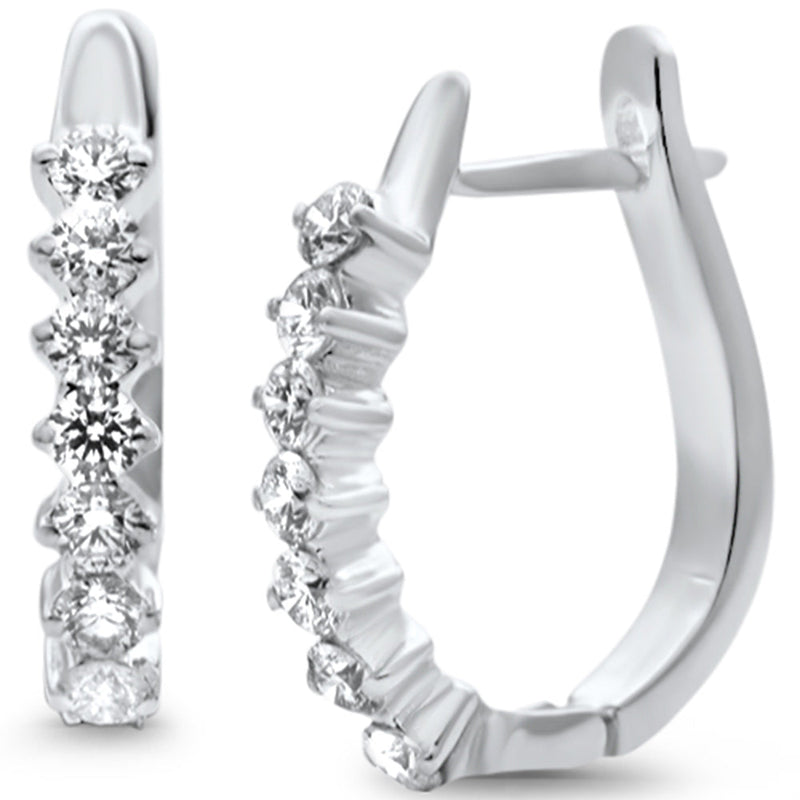 SPECIAL! .72ct G SI 14K White Gold Round Diamond Hoop Earrings