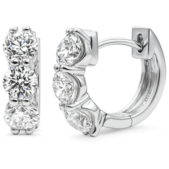 SPECIAL! 1.83ct G SI 14K White Gold Round Diamond 3-Stone Hoop Earrings