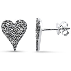 .45ct G SI 14K White Gold Black Diamond Heart Shaped Earrings