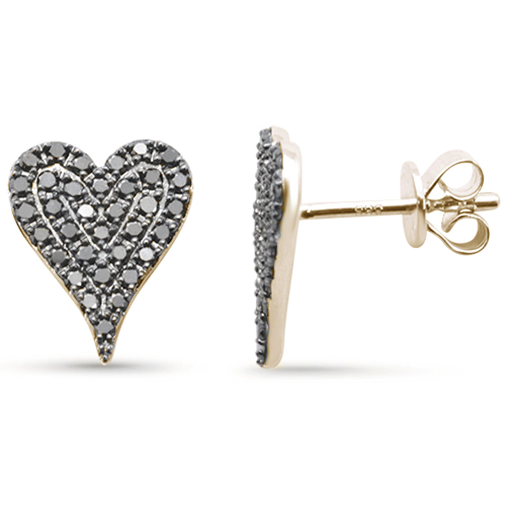 SPECIAL! .51ct G SI 14K Yellow Gold Black Diamond Heart Shaped Earrings