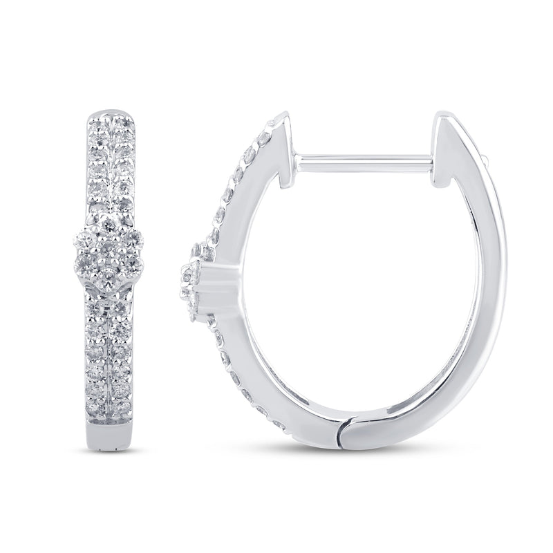 SPECIAL!.34ct G SI 14K White Gold Diamond Hoop Earrings