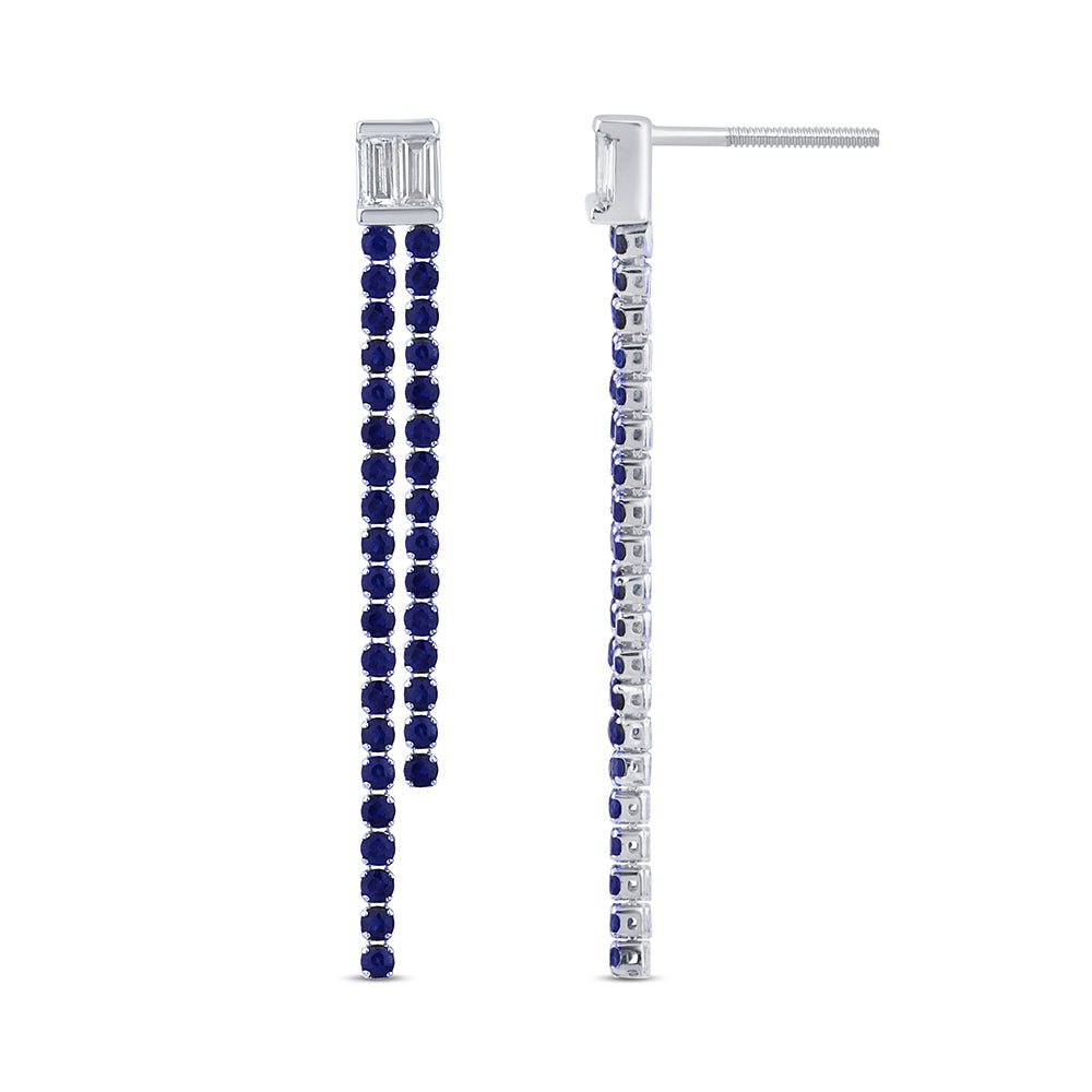 SPECIAL!1.85ct G SI 14K White Gold Diamond & Blue Sapphire Drop Earrings