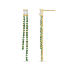 SPECIAL!1.38ct G SI 14K Yellow Gold Diamond & Emerald Gemstones Drop Earrings