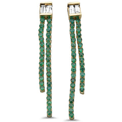 SPECIAL!1.38ct G SI 14K Yellow Gold Diamond & Emerald Gemstones Drop Earrings