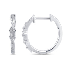 SPECIAL! .25ct G SI 14K White Gold Diamond Round & Baguette Hoop Earrings