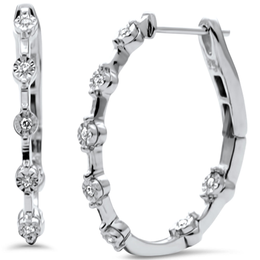 SPECIAL! .09ct G SI 14K White Gold Diamond Hoop Earrings