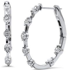 SPECIAL! .09ct G SI 14K White Gold Diamond Hoop Earrings