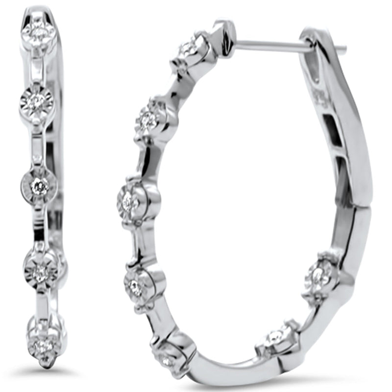 SPECIAL! .09ct G SI 14K White Gold Diamond Hoop Earrings